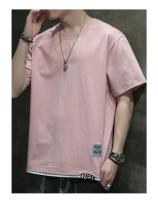 Camiseta de manga corta de estilo coreano para hombre, novedad de verano, camiseta informal holgada versátil con bloques de color, camiseta transpirable con cuello redondo - details 18