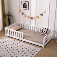 Cama de Madera Maciza de Pino Montessori 90 x 200 cm Blanco Protección contra Caídas y Somier - details 7