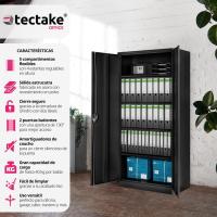 Armario Archivador Oficina en Acero, Armario Exterior e Interior con Cerradura, Armario Multiusos con 2 Puertas, 4 Estantes Ajustables y 5 Alturas, Fácil Montaje, 180x80x40 cm - Gris Claro - details 12