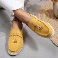 Nuevos mocasines planos de ante con punta redonda de talla grande para mujer, zapatos informales sin cordones - details 31