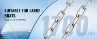 SucceBuy Cadena de ancla para barco de 1/4" x 4', 1700 lbs WLL/4800 lbs BS, acero inoxidable 316 de grado marino con grilletes de anillo de bloqueo doble para cubierta, pesca y barcos - details 0