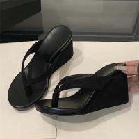 Verano, puntera de clip, cuña, chanclas de mujer, moda, fondo grueso, tacones altos, chanclas, zapatos - details 1