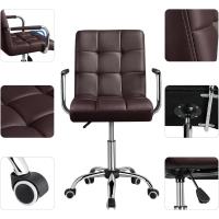 Silla de Oficina Giratoria con Ruedas Ajustable en Altura, Carga de 120Kg, Respaldar Marrón Claro - details 44