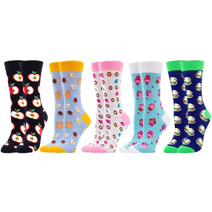 Calcetines coloridos y divertidos para hombre y mujer, medias de algodón con estampado de dibujos animados, aguacate, Sushi, comida y fruta, 5 pares - 1