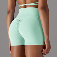 Pantalones cortos de yoga cruzados para mujer con bolsillos, leggings de entrenamiento para mujer, pantalones cortos de cintura alta, levantamiento de glúteos - details 20