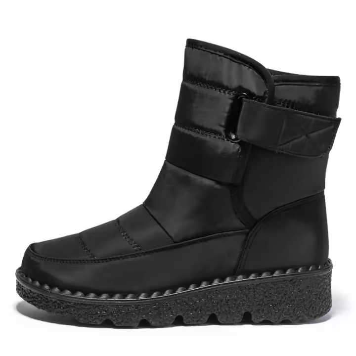 Botas impermeables para nieve con forro de cuero para mujer, cómodas correas para exteriores, invierno f 2 - 1