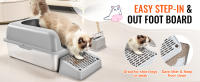 SucceBuy XL Caja de arena para gatos de acero inoxidable, 6 pulgadas de profundidad, sin olores, con estribo filtrante, pala y lados altos, fácil de limpiar, ideal para gatos grandes, capacidad de 30 litros - details 2