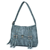 Bolsa de motocicleta de mezclilla azul resistente al desgaste impermeable con diseño de borla y cuerda - details 1
