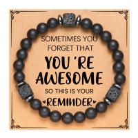 pulsera de piedra volcánica para hombre y mujer, brazalete de cuerda elástica, regalo para el Día del Padre, piedra lunar volcánica,Pulsera de regalo del Día de la Madre - details 8
