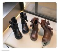 Sweet Girls' Big Bow Kids Fashion Boots 2024 Winter New Children's Non-slip Princess Ankle Boots Drop Shipping Simple Korean PU - details 2