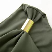 Vestido largo asimétrico de metal con cuello de moda de verano para mujer sin mangas - details 11
