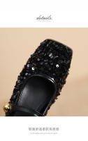 Zapatos de tacón grueso con punta cuadrada y poco profundidad de nuevo estilo para mujer - details 4