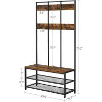 Perchero Grande Industrial Mueble de Entrada con 12 Ganchos y Banco para Zapatos - details 5