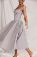 Vestido de mujer sin mangas y hombros, diseño elegante, vestido de corte - details 41