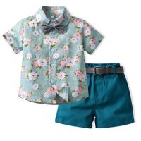 Traje Hermanos 2025 verano, niños y niñas pastoral de manga corta, camisa floral, mono y pantalones cortos. - details 0
