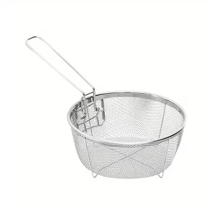 Mango largo de acero inoxidable, filtro multifuncional, fácil de limpiar, cesta para freidora desmontable, cocina - 1