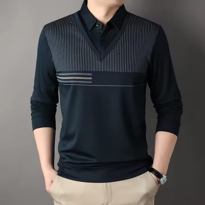 Caumanl-Camiseta de manga larga para hombre, ropa de trabajo informal de negocios, corte Regular, talla europea, moda de otoño - 1