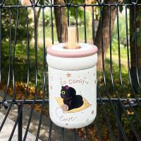 Botella de agua térmica duradera de 500ML con asa, taza de vacío de acero inoxidable 316, tapa de gato de dibujos animados, taza de té de paja para niños y niñas - details 8