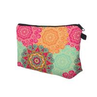 Bolso De Maquillaje Impermeable De Mandala Y Flores Para Mujer Bolsa De Cosméticos De Tela Polyester Estilo Fashion Cierre De Cremallera - details 3