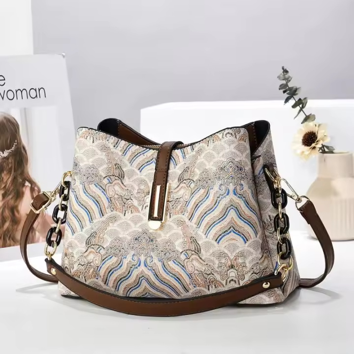 Mochila de lujo Leten con patrón Paisley Bolso de hombro retro sencillo para mujeres mayores - 1
