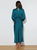 Primavera Verano nuevo vestido de manga larga de satén de gama alta vestido de noche elegante para mujer ropa de fiesta vestidos de celebridades - details 19