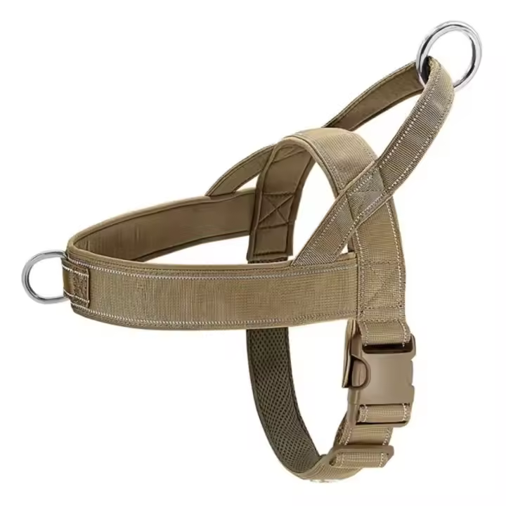 Chaleco con arnés para caminar para mascotas de nailon, chaleco con correa para perro ajustable y resistente al desgaste con tiras reflectantes a prueba de explosiones - 1