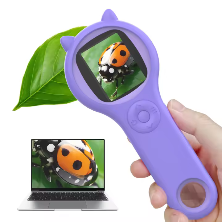Microscopio Digital para niños, microscopio portátil de 500 pulgadas con 8 LED ajustables, Compatible con grabación de fotos y videos - 1