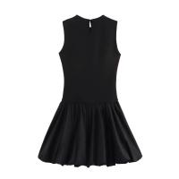 BUNO-Mini vestido de retazos a la moda para Mujer, cuello redondo, sin mangas, dobladillo de globo, Vestidos para Mujer - details 5