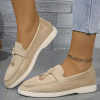 Nuevos mocasines planos de ante con punta redonda de talla grande para mujer, zapatos informales sin cordones - details 15
