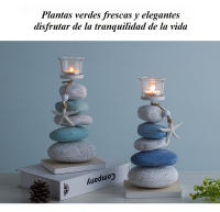 Adornos Decorativos de Candelabros de Piedra Estilo Mediterráneo Artesanías de Mesa de Exhibición de Estrellas del Mar de Madera Doble Color Opcional - details 0