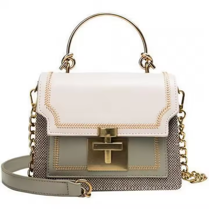 Bolso de mano Vintage para mujer, bolso de hombro de diseñador elegante bordado de lujo, Color de contraste, bolso cuadrado para chica a la moda de invierno - 1