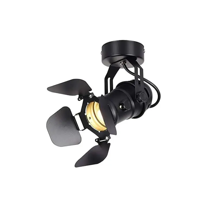 Focos de techo LED vintage Lámpara de techo rústica negra industrial con bombillas E27 Ángulo ajustable Luz de pared arriba y abajo Iluminación para dormitorio Sala de estar Café Tienda Bar - 1