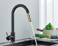 Quyanre Oro pulido extraíble fregadero agua grifo mezclador de una sola manija grifo de ducha de cocina con rotación de 360 ​​grados - details 12