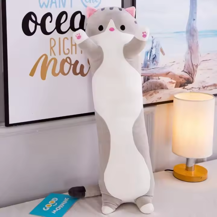 Almohada de Cuerpo Rellena de Gato Diseño de Dibujos Animados Kawai Ideal para Sofá, Dormitorio, Decoración del Hogar, Regalos Creativos - 1