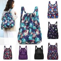 Bolsa de poliéster con cordón para niñas adolescentes, bolso de compras portátil, impermeable, con estampado Floral, plegable, para deportes y escuela - details 0