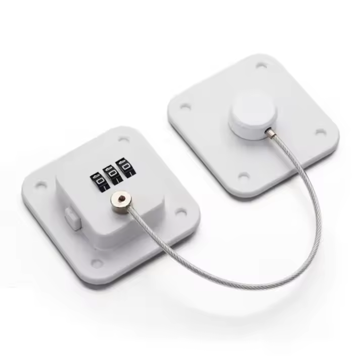 Cerradura de contraseña de ventana sólida de 3 dígitos con adhesivo Cerradura de seguridad para bebés en blanco y negro sin perforación cajón de cerradura codificada ABS - 1