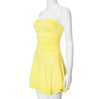 M23DS735 Vestido superior de color sólido plisado de cintura alta ajustado nuevo a la moda para mujer - details 46