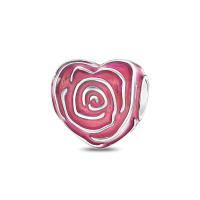 Colgante con cuentas de plata de ley 925, cuentas de corazón amoroso rosa, pulsera Original para fabricación de joyas, regalo del Día de San Valentín - details 0