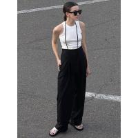 Pantalones de pierna ancha de cintura alta para mujer cómodos y sueltos primavera otoño - details 4