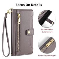 Funda magnética de cuero PU, funda tipo billetera con tapa Realme C21, cuerda colgante multifuncional - details 6