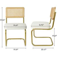 Pack de 2 Comedor Tapizadas, Sillas de Cocina Modernas con Patas de Metal, Gran Estabilidad y Capacidad de Carga, Blanco, Ratán, Vellón, Espuma - details 25