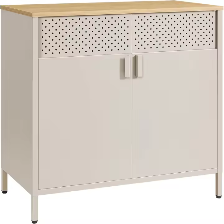 Mueble de Sala de Estar Ajustable de Metal Doble Puerta Magnética Marco de Acero 40 x 80 x 76 cm - 1