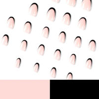 Uñas postizas con borde negro para mujer, efecto cómodo y natural, regalo para novia como día de San Valentín - details 1