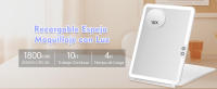 Espejo de Maquillaje Plegable de Viaje, Recargable de 1800 mAh, Portátil Iluminado con Espejo de Aumento de 10x, 3 Colores Regulables, Espejo Cosmético Ultrafino con Luces (Blanco) - details 2