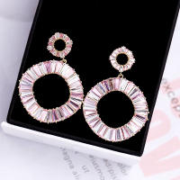 Pendientes de bucle rosa mujer moda circonitas personalidad loop versátil simple S925 plata aguja adornos - details 2