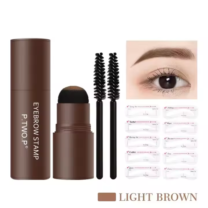 Kit de Plantilla Profesional para Cejas Sello de Polvo Impermeable Herramientas de Cuidado de la Piel de Belleza - 1