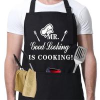 Delantal de Cocina BBQ Negro Ajustable, A Prueba de Aceite, Bolsillo Ideal para el Día del Padre y Cumpleaños Cocina y Dining - details 20
