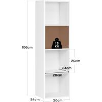 Estantería Libros con 4 Cubos Compartimentos, Estanteria Columna Alta, Estantes de Piso para Exposición, Libreria Blanca para Oficina, Habitacion y Estudio Juvenil, 30x24x106cm SK003ws4 - details 2