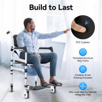 Silla de ducha con ruedas, silla de ducha plegable, silla de ducha de altura ajustable para hospitales, residencias de ancianos, hogares, residencias de bienestar - details 0