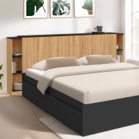 Cabecero extensible con mesita de noche deslizante para cama de 140 y 160 cm, madera y negro - details 1